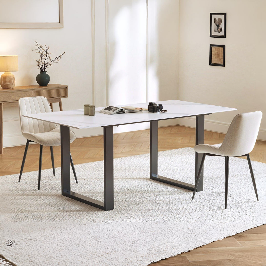 Bridger Matt Ceramic Dining Table 160 x 90cm - White + Black
