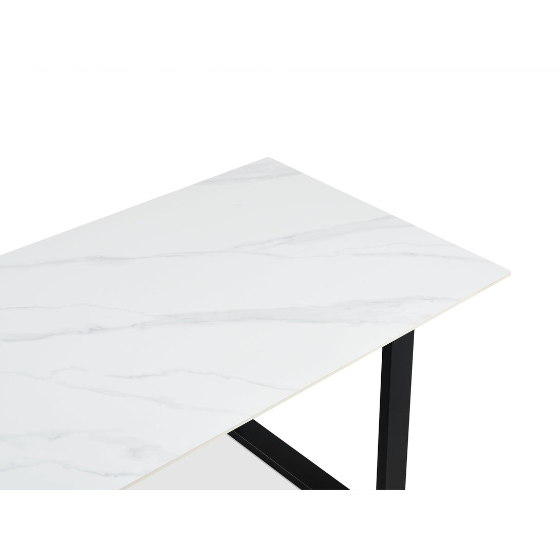 Bridger Matt Ceramic Dining Table 160 x 90cm - White + Black