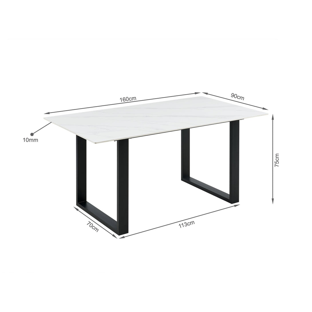 Bridger Matt Ceramic Dining Table 160 x 90cm - White + Black