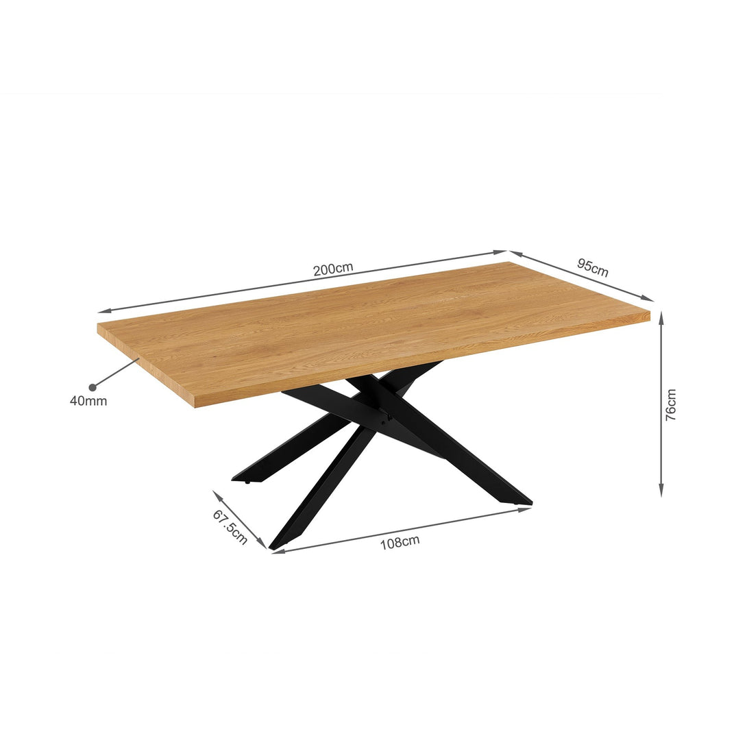 Hayden Rectangle Dining Table 200 x 95cm - Oak 
