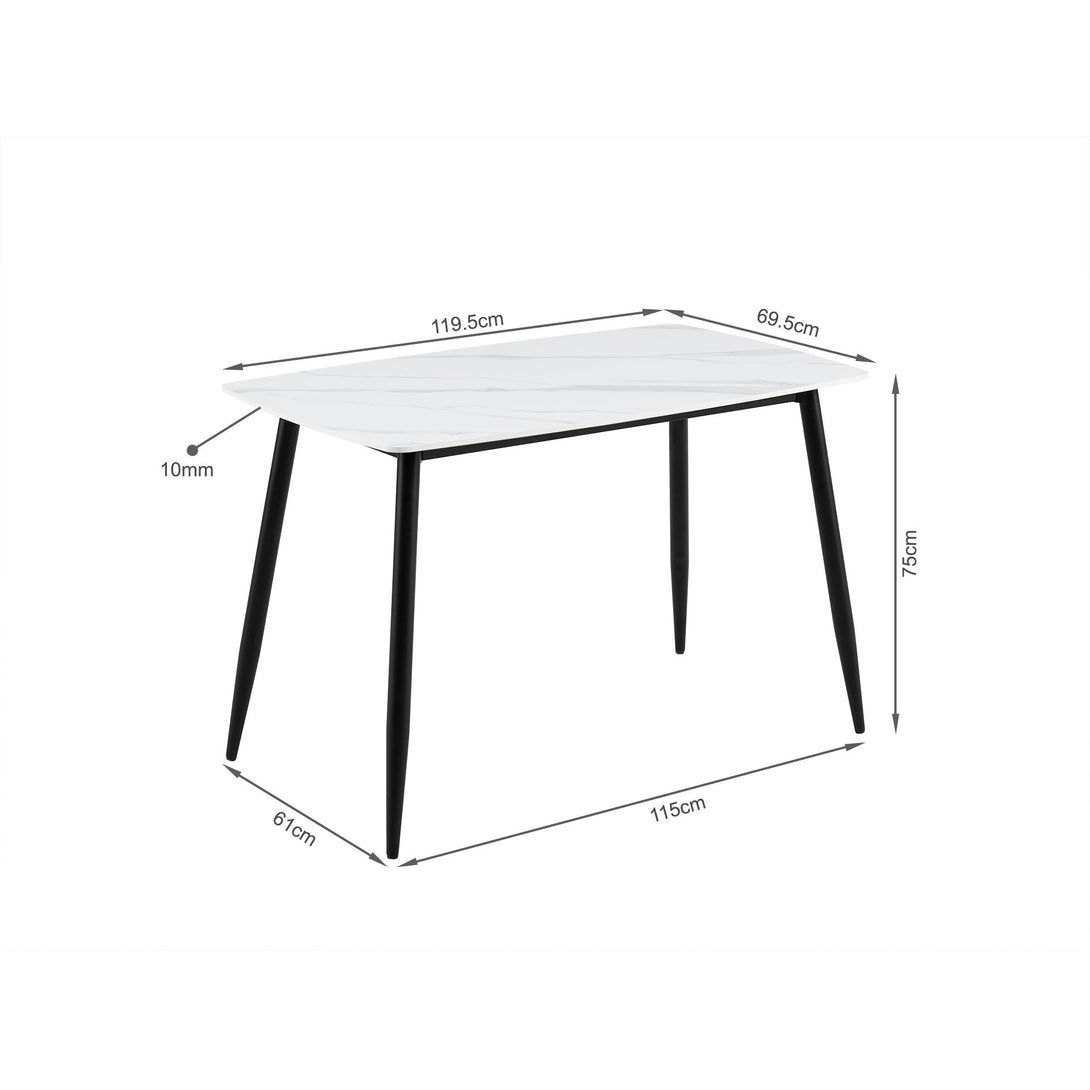 Adley Matt Ceramic Dining Table 120 x 69.5cm - White