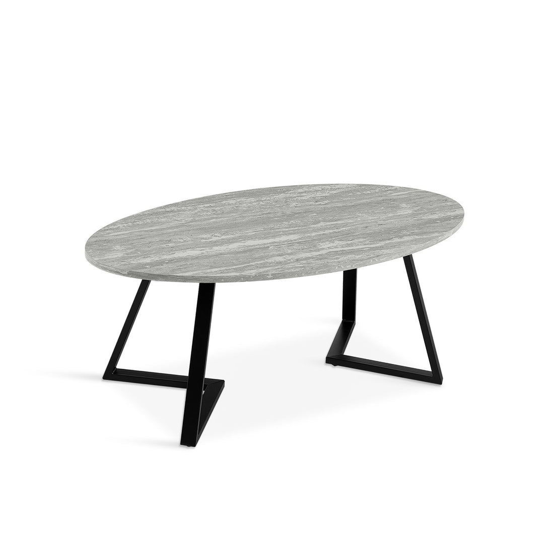 Ursula Oval Coffee Table 120 x 60cm - Grey + Black