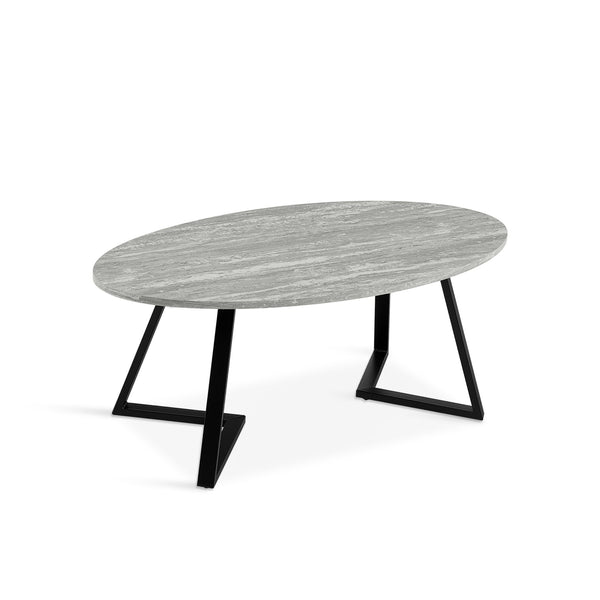 Ursula Oval Coffee Table 120 x 60cm - Grey + Black
