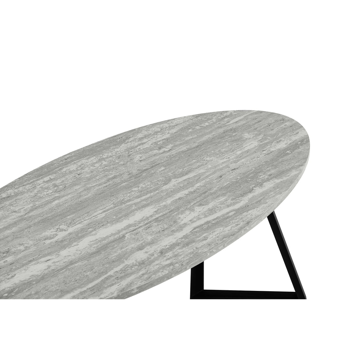 Ursula Oval Coffee Table 120 x 60cm - Grey + Black