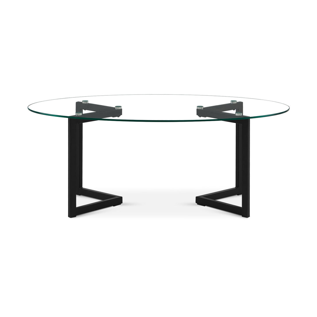 Wynter Tempered Glass Oval Coffee Table 120 x 60cm - Transparent + Black