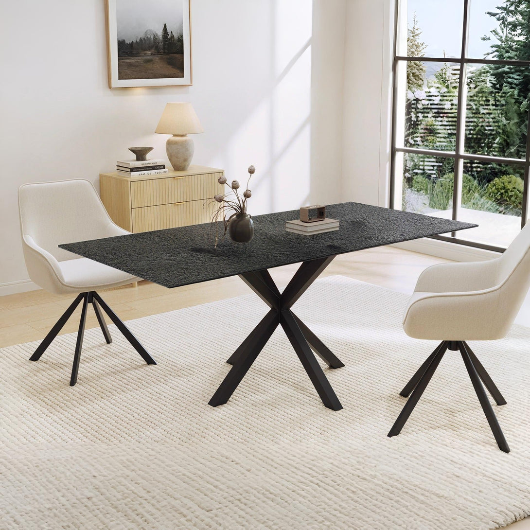 Zander Fused Glass Rectangle Dining Table 180 x 90cm - Black