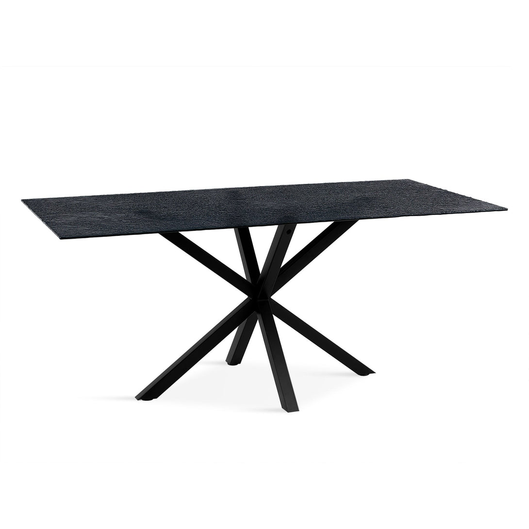 Zander Fused Glass Rectangle Dining Table 180 x 90cm - Black