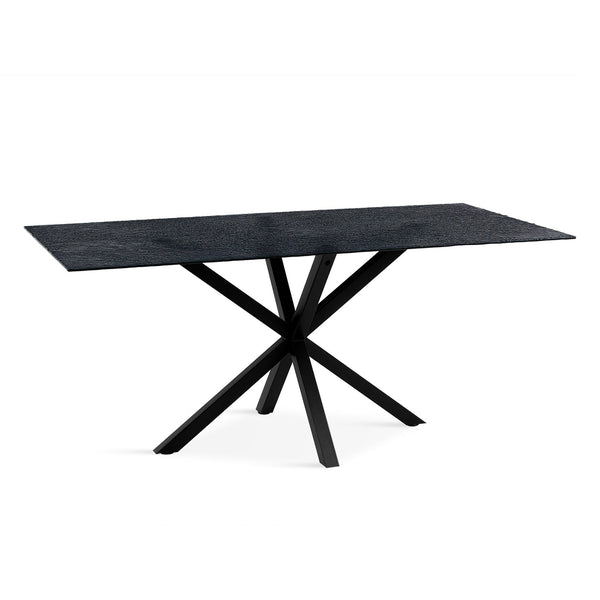 Zander Fused Glass Rectangle Dining Table 180 x 90cm - Black