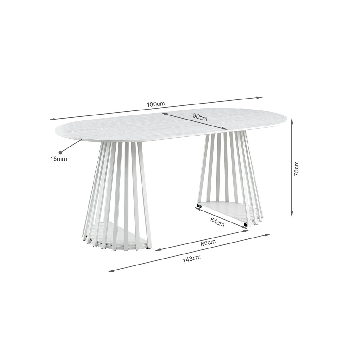 Kieran Oval Dining Table 180 x 90cm - White