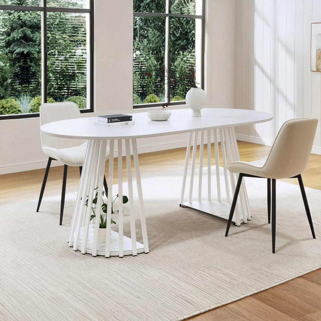 Kieran Oval Dining Table 180 x 90cm - White