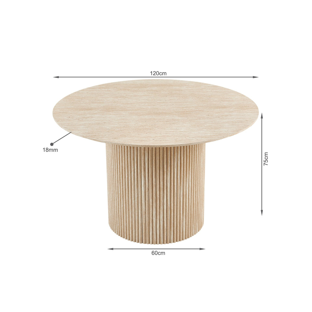 Nile Round Dining Table 120cm - Travertine