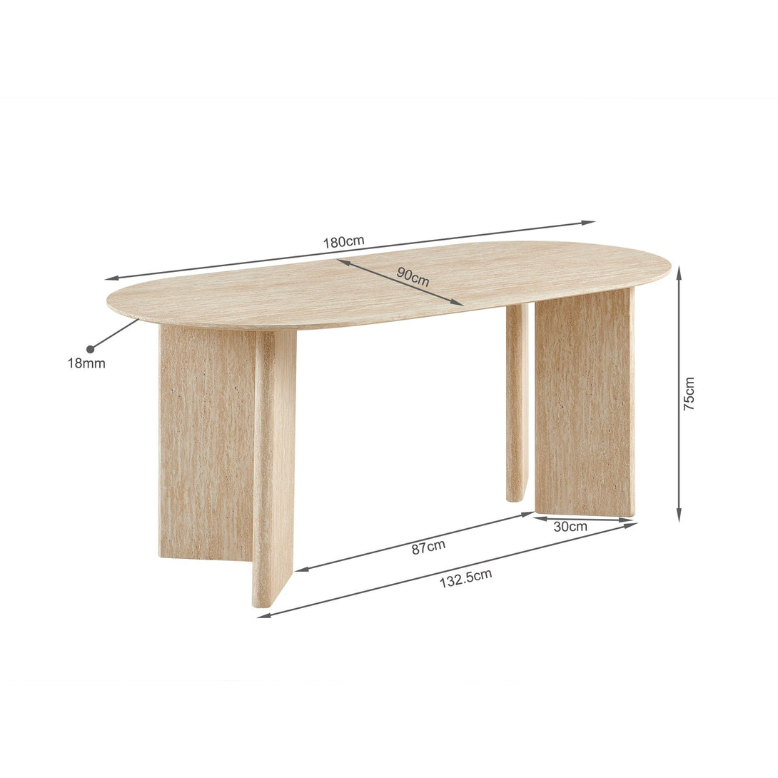 Xanthe Oval Dining Table 180 x 90cm - Travertine