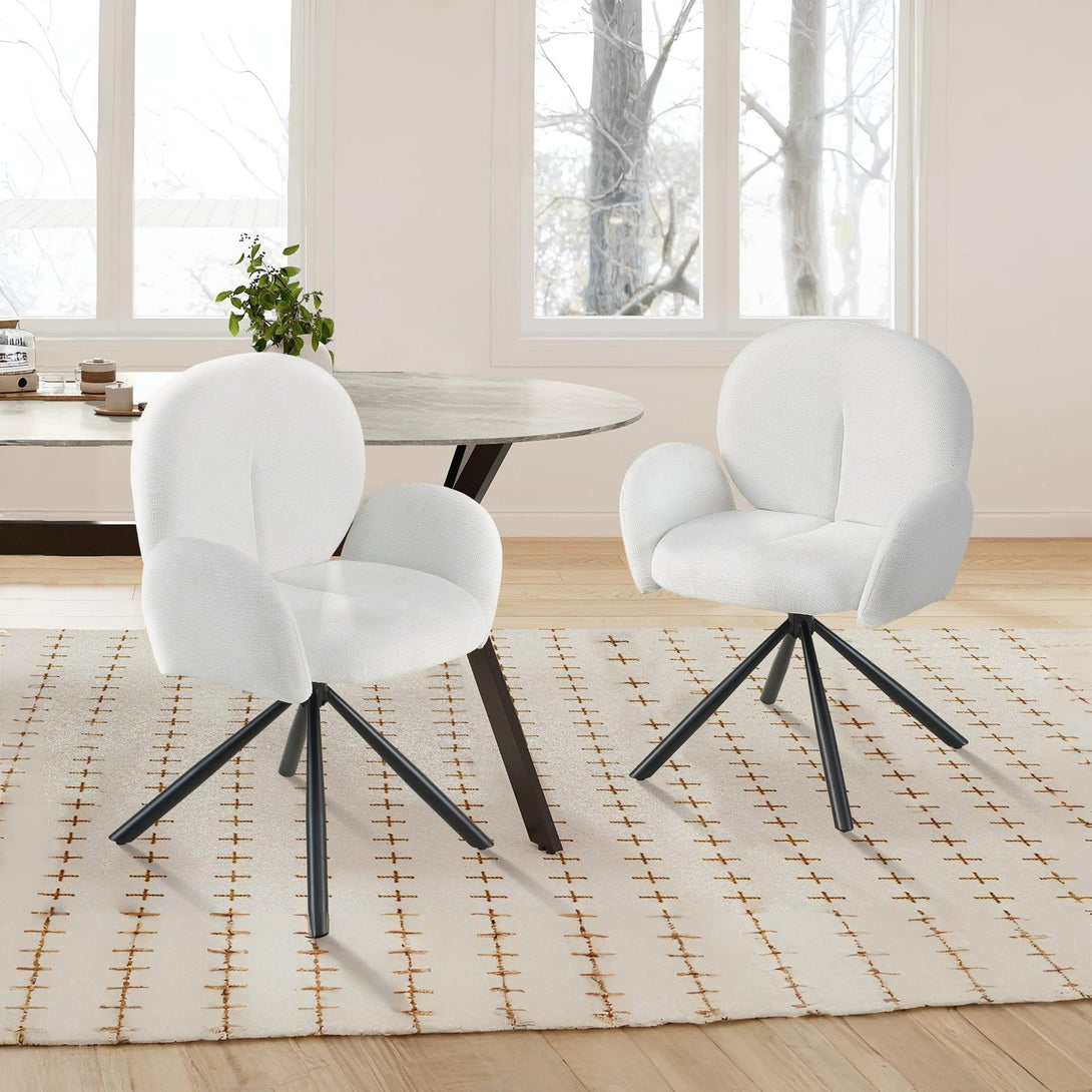 Avery Swivel Fabric Dining Chair - Set of 2 - White
