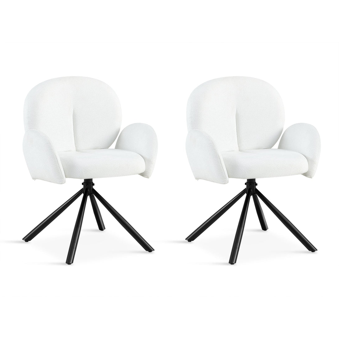 Avery Swivel Fabric Dining Chair - Set of 2 - White