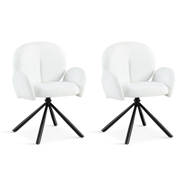 Avery Swivel Fabric Dining Chair - Set of 2 - White