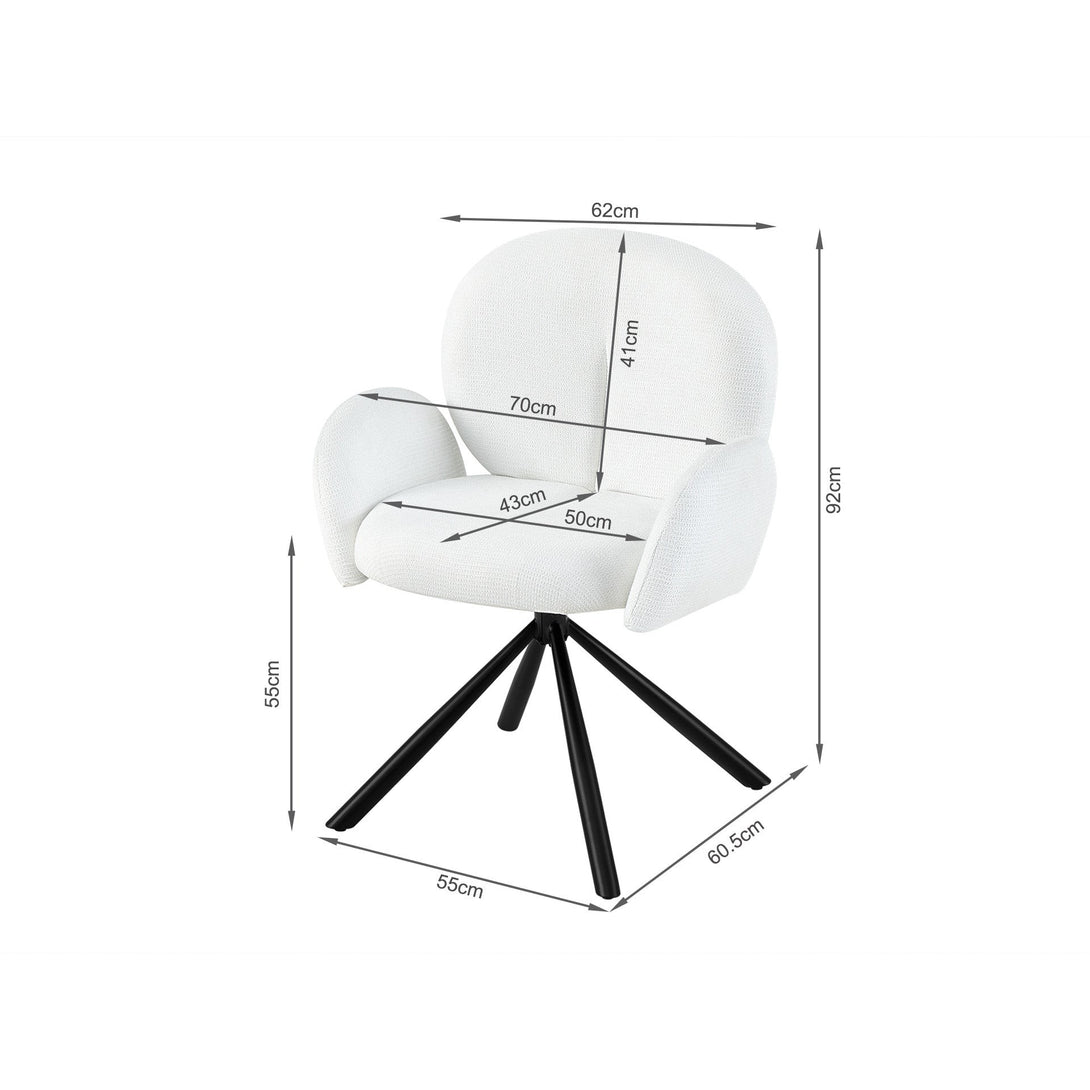Avery Swivel Fabric Dining Chair - Set of 2 - White