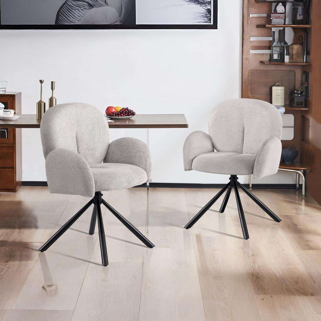 Avery Swivel Fabric Dining Chair - Set Of 2 - Grey