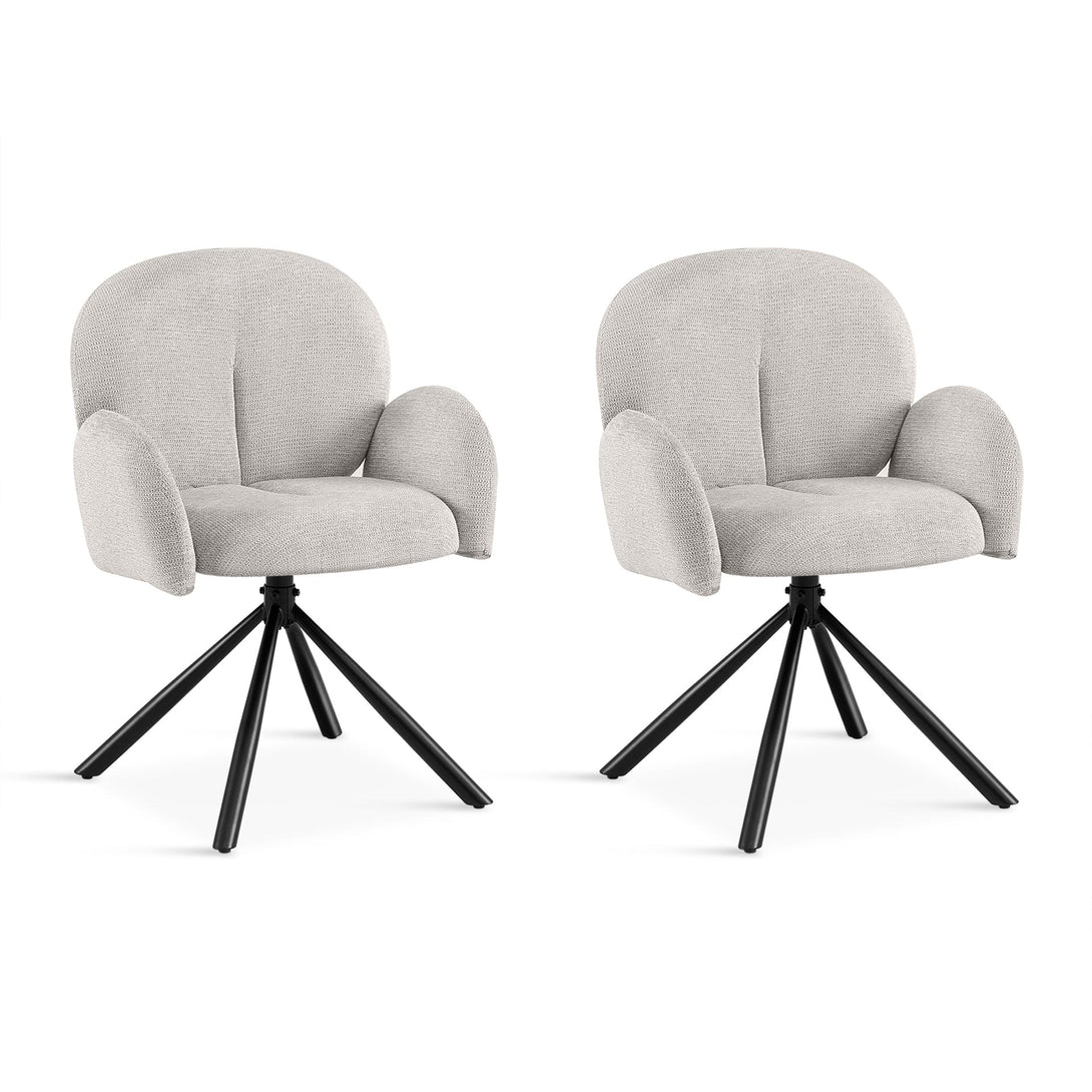 Avery Swivel Fabric Dining Chair - Set Of 2 - Grey