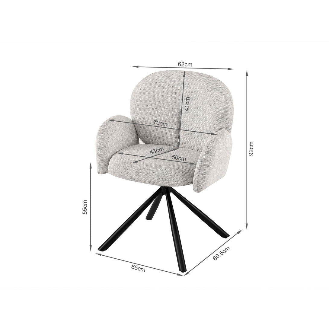 Avery Swivel Fabric Dining Chair - Set Of 2 - Grey