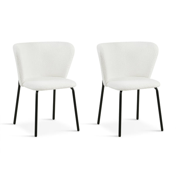 Blair Teddy Fabric Dining Chair - Set of 2 - White