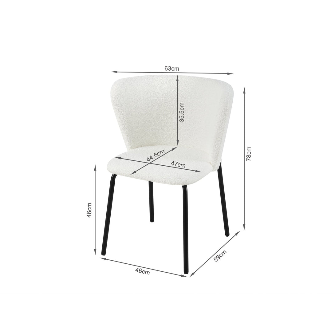 Blair Teddy Fabric Dining Chair - Set of 2 - White