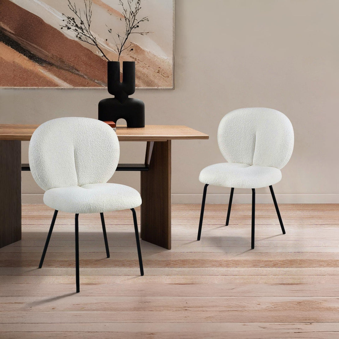 Griffin Teddy Fabric Dining Chair - Set of 2 - White