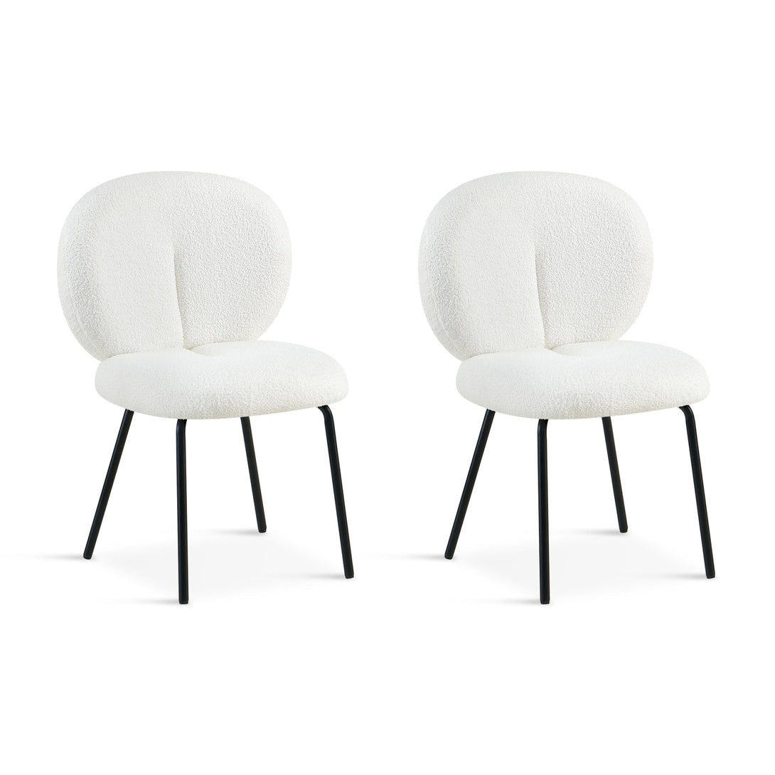 Griffin Teddy Fabric Dining Chair - Set of 2 - White
