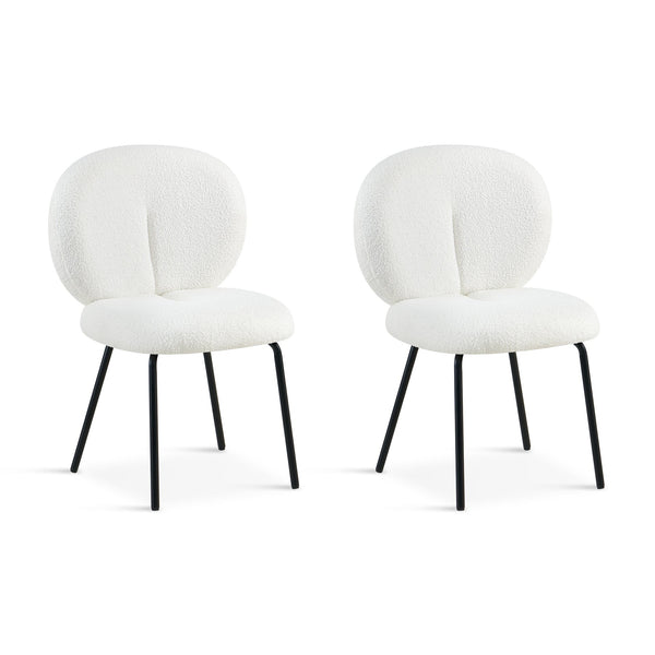 Griffin Teddy Fabric Dining Chair - Set of 2 - White