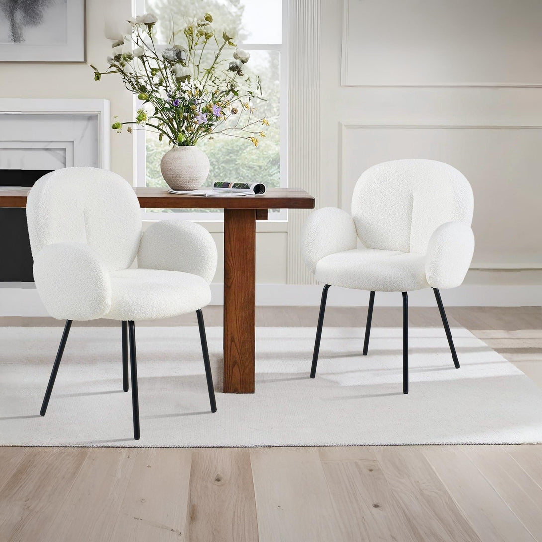 Lennon Teddy Fabric Dining Chair - Set of 2 - White