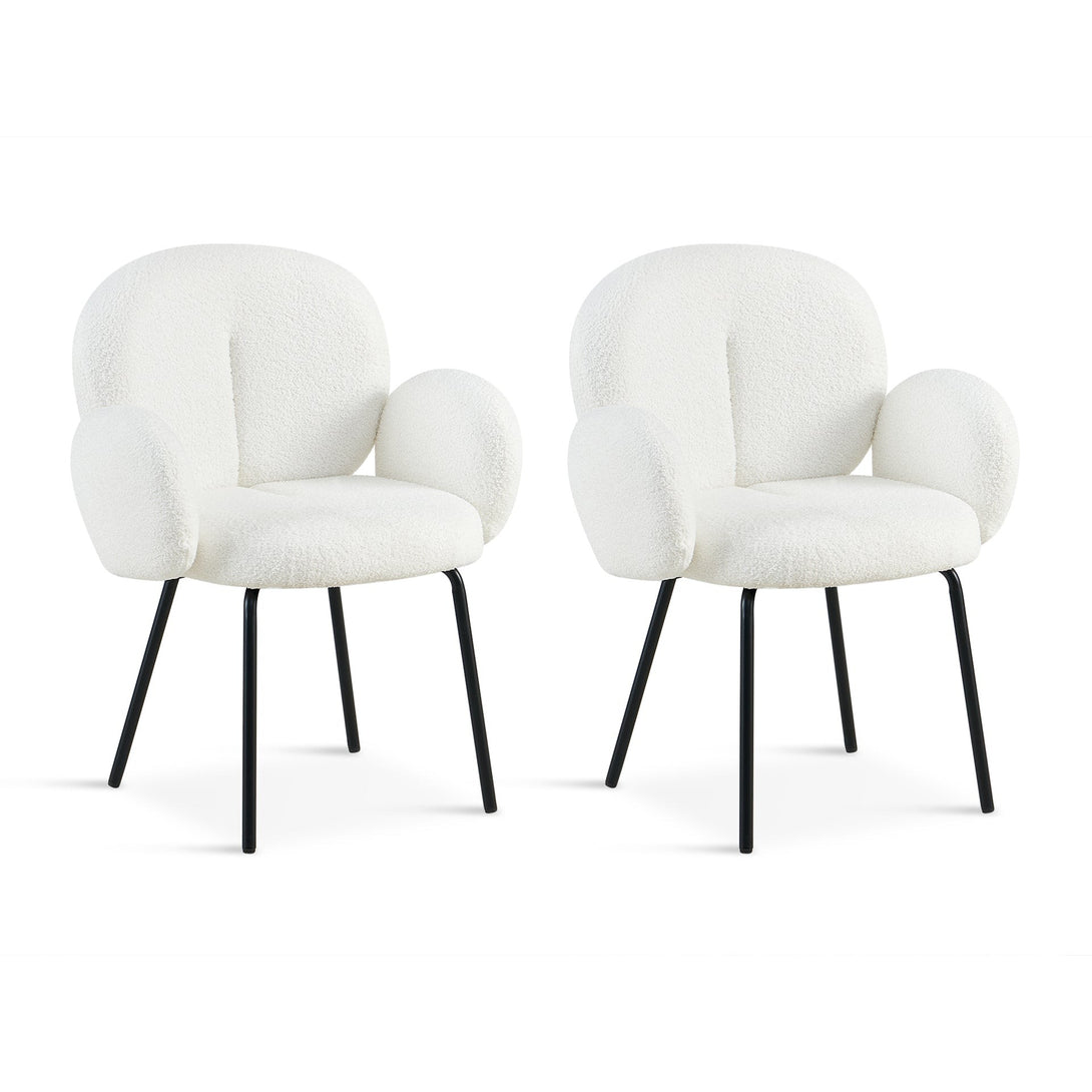 Lennon Teddy Fabric Dining Chair - Set of 2 - White