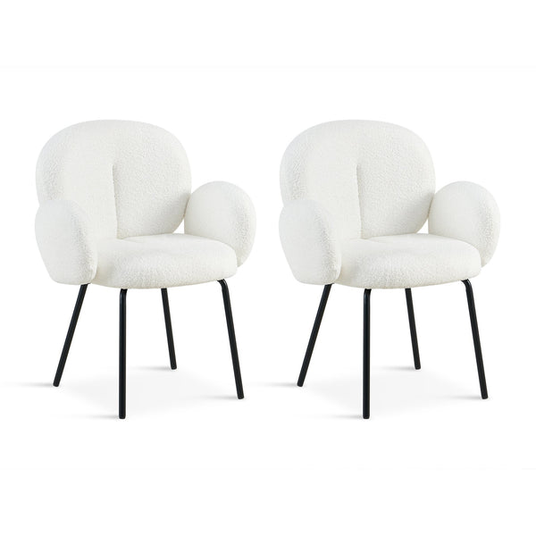Lennon Teddy Fabric Dining Chair - Set of 2 - White