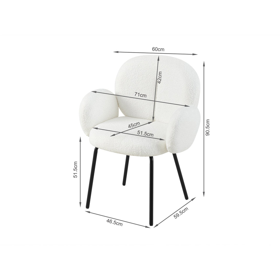 Lennon Teddy Fabric Dining Chair - Set of 2 - White