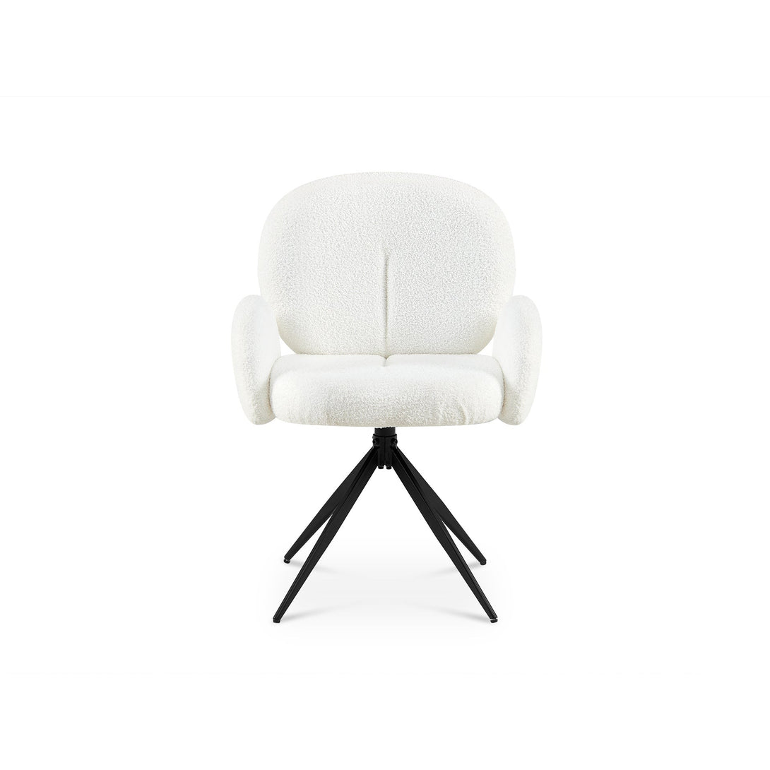 Marlowe Swivel Teddy Fabric Dining Chair - Set of 2 - White