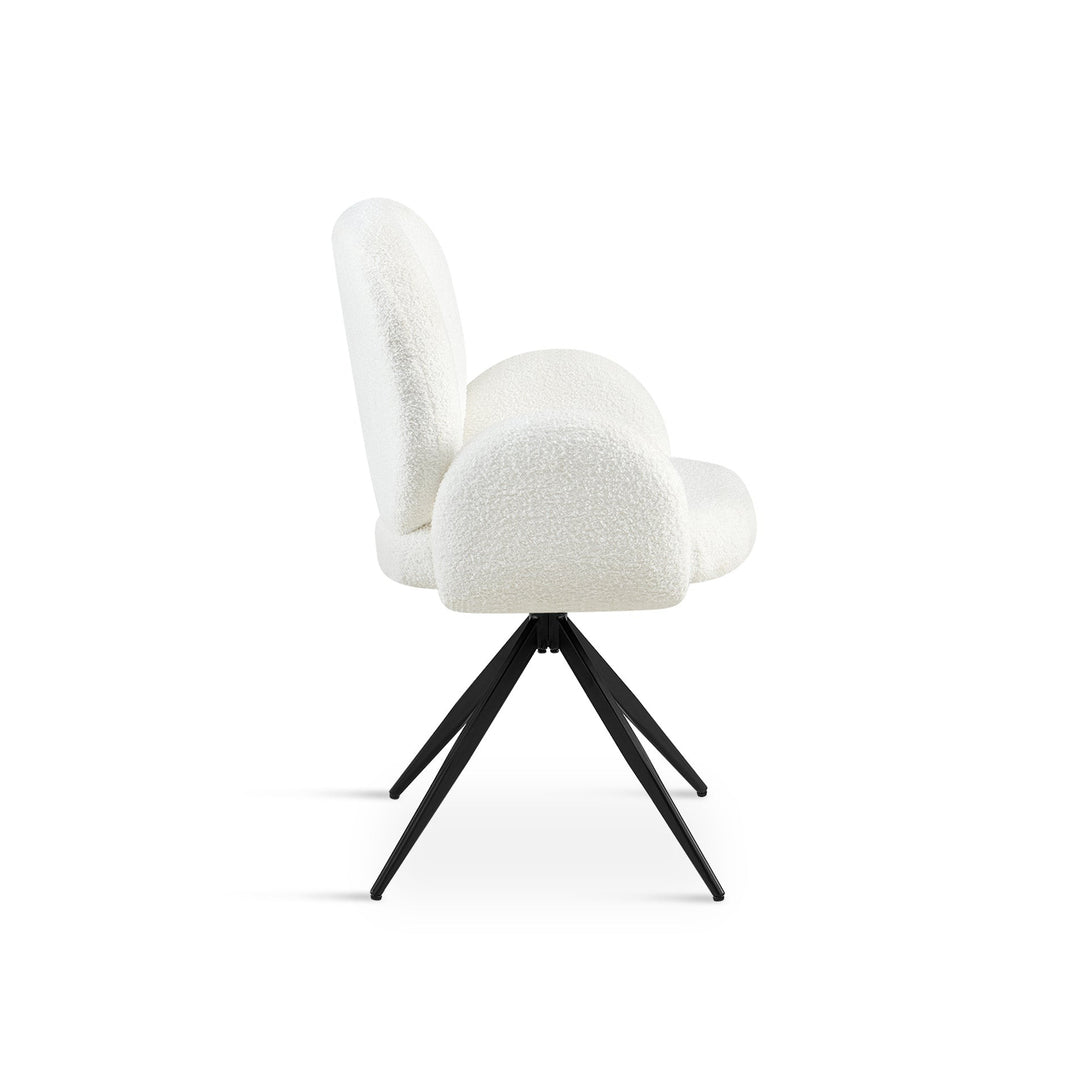 Marlowe Swivel Teddy Fabric Dining Chair - Set of 2 - White
