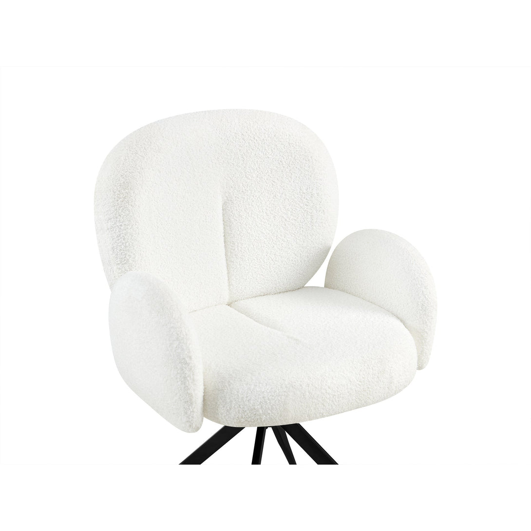 Marlowe Swivel Teddy Fabric Dining Chair - Set of 2 - White