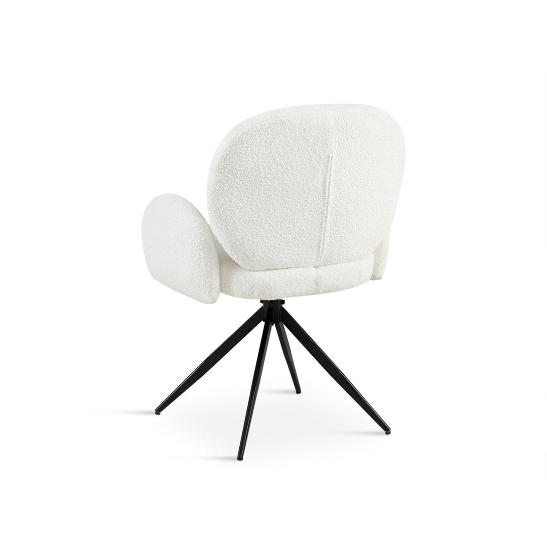 Marlowe Swivel Teddy Fabric Dining Chair - Set of 2 - White