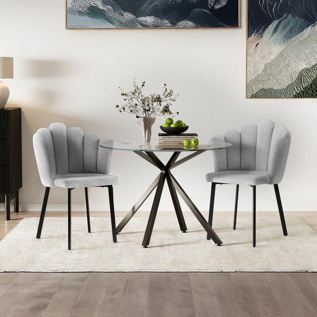 Urban Petal-shaped Upholstered Dining Chair - Set of 2 - Light Grey