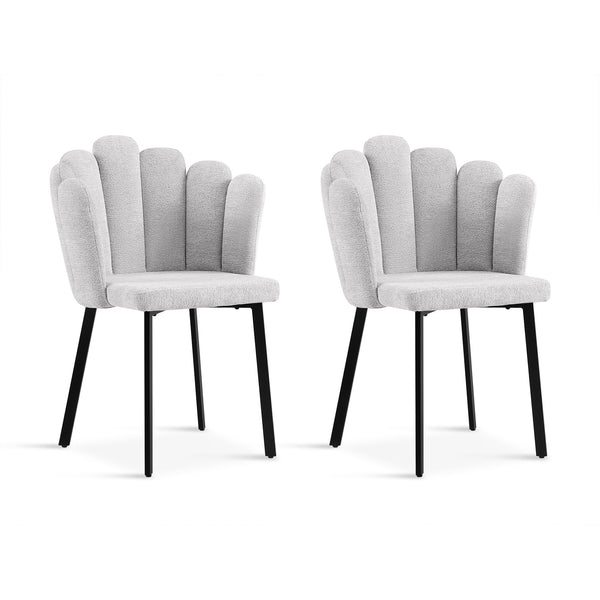 Urban Petal-shaped Upholstered Dining Chair - Set of 2 - Light Grey