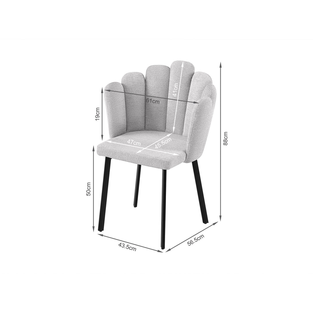 Urban Petal-shaped Upholstered Dining Chair - Set of 2 - Light Grey