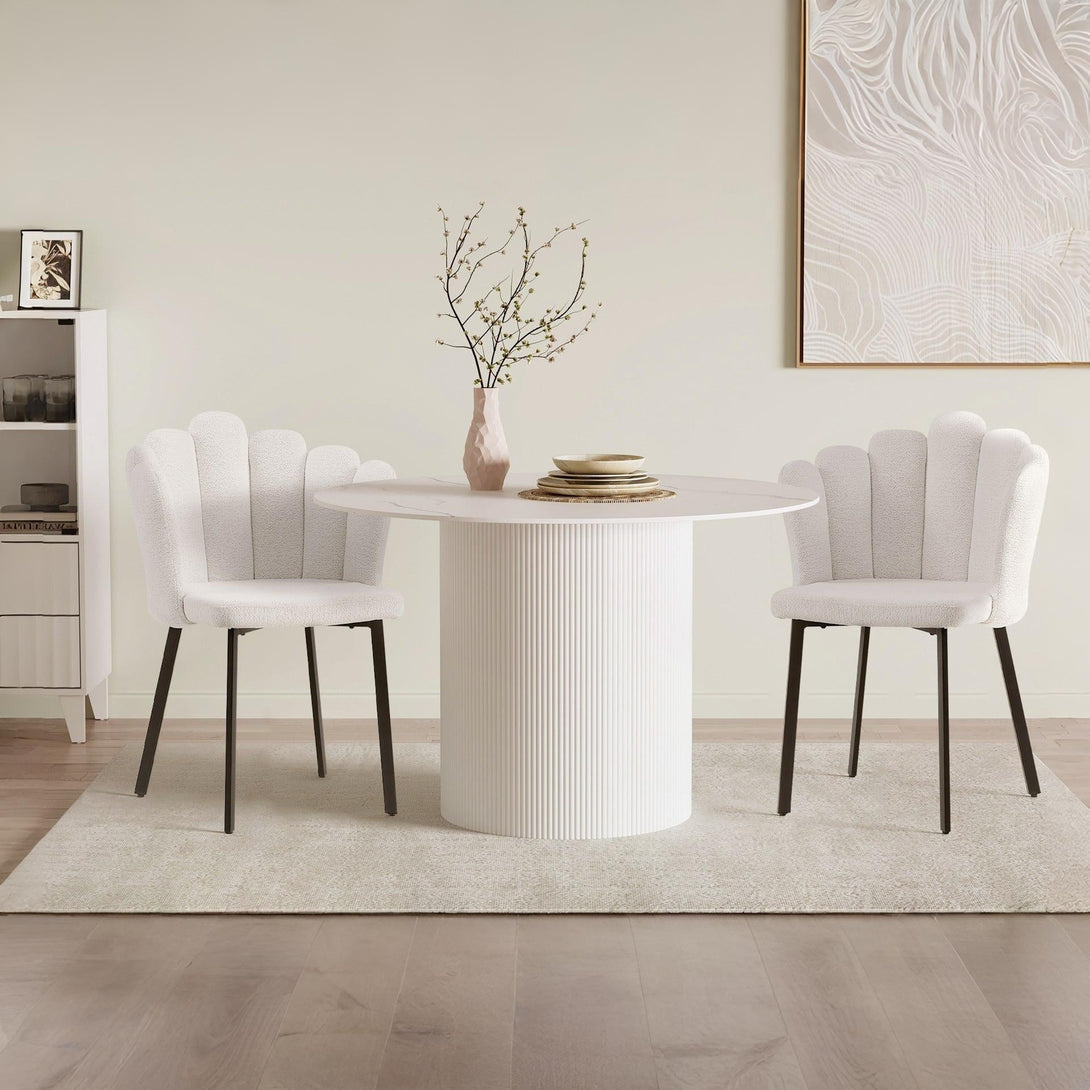 Urban Petal-shaped Upholstered Dining Chair - Set of 2 - Beige