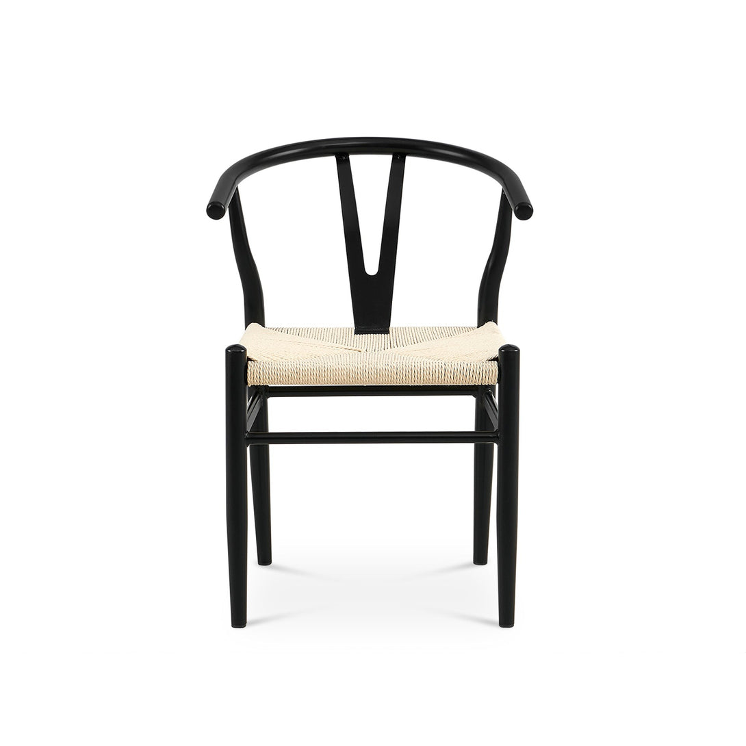 Winter Rope Seat Dining Chair Wishbone Chair Replica - Set of 2 - Black