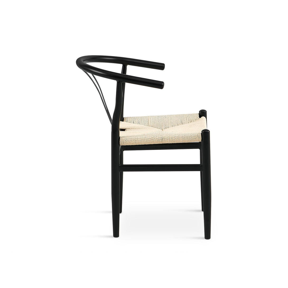 Winter Rope Seat Dining Chair Wishbone Chair Replica - Set of 2 - Black