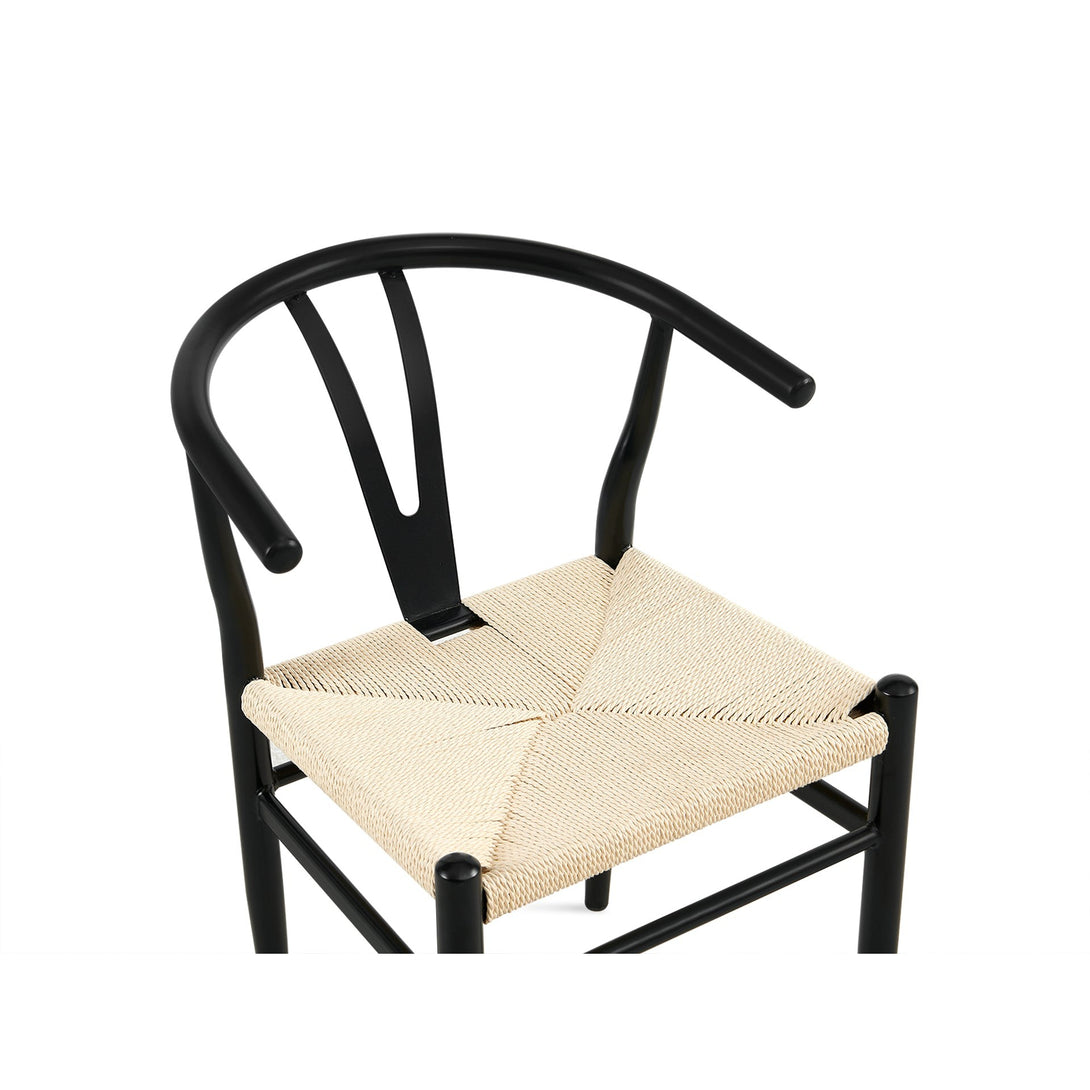 Winter Rope Seat Dining Chair Wishbone Chair Replica - Set of 2 - Black