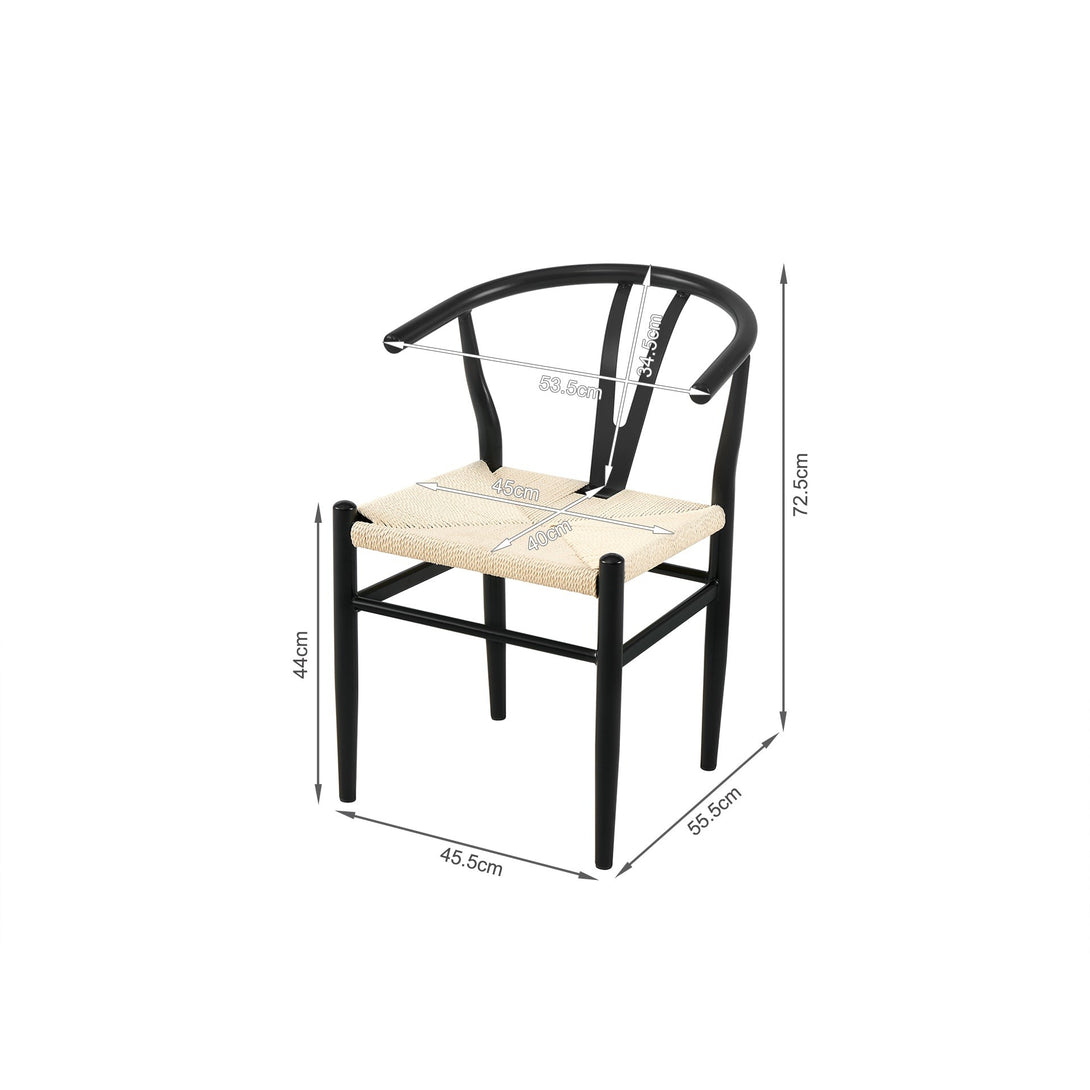 Winter Rope Seat Dining Chair Wishbone Chair Replica - Set of 2 - Black