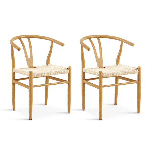 Winter Rope Seat Dining Chair Wishbone Chair Replica - Set of 2 - Natural