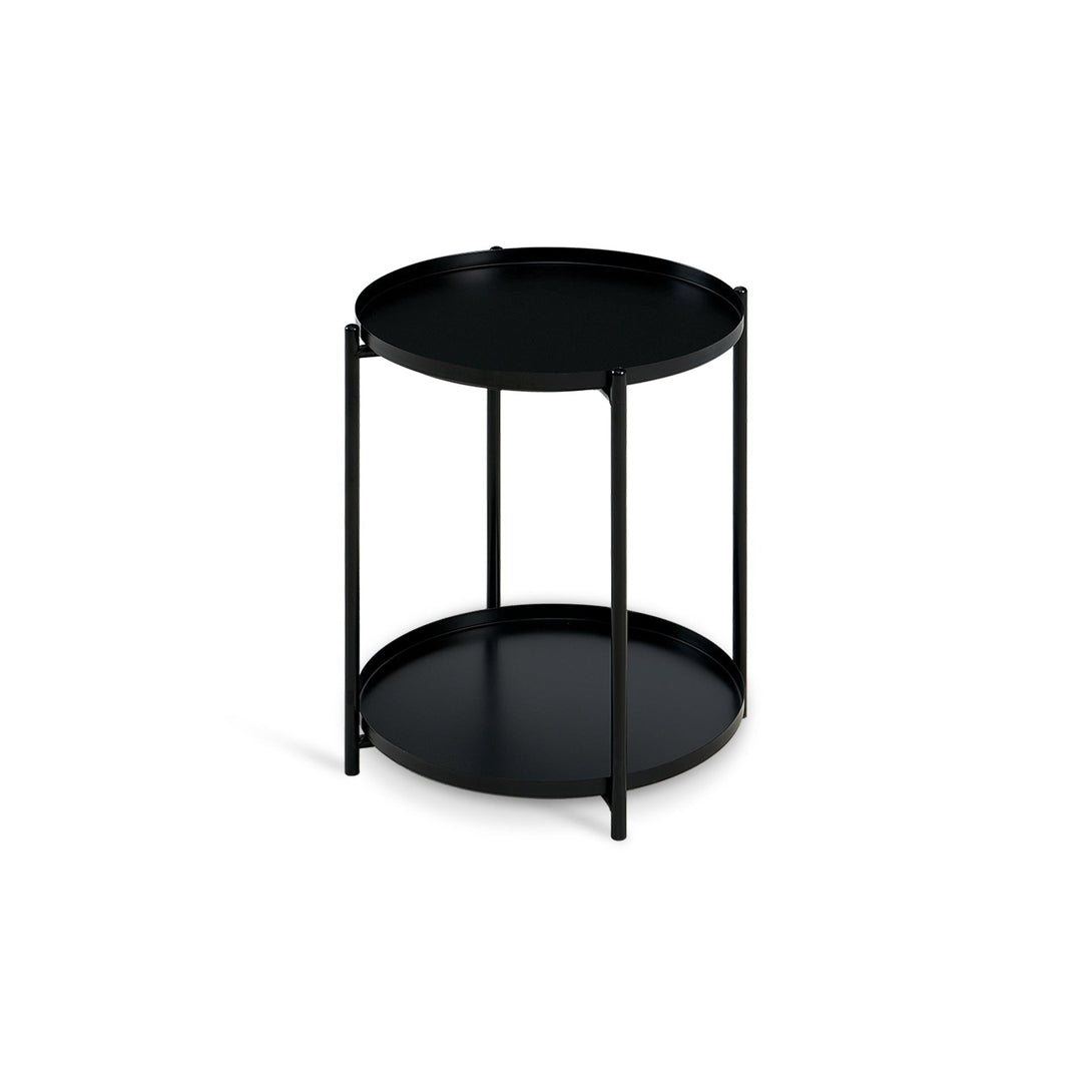 Zen Round Coffee Table with Shelf - Black