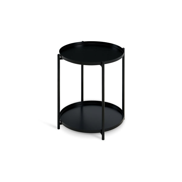 Zen Round Coffee Table with Shelf - Black