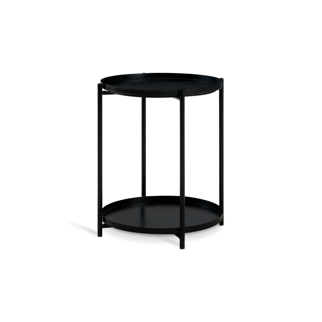 Zen Round Coffee Table with Shelf - Black