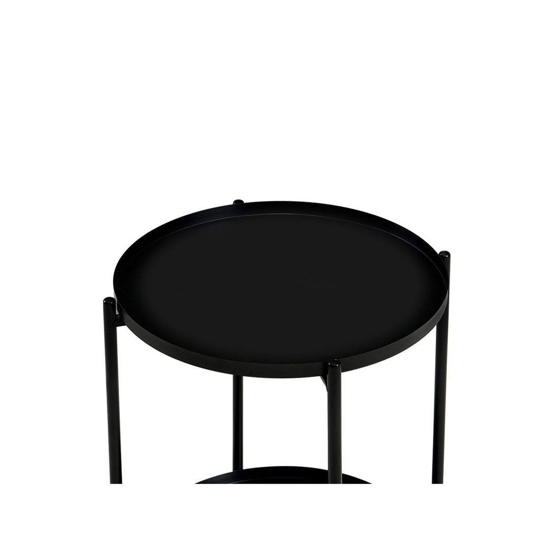 Zen Round Coffee Table with Shelf - Black