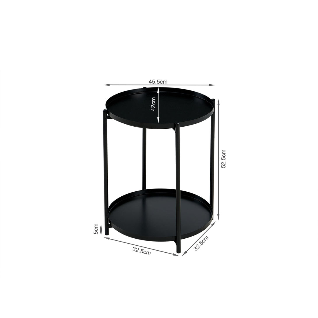 Zen Round Coffee Table with Shelf - Black